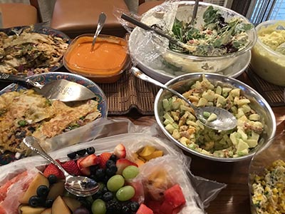food at potluck dinner
