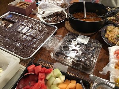food at potluck dinner