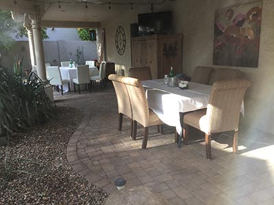 tables in back yard