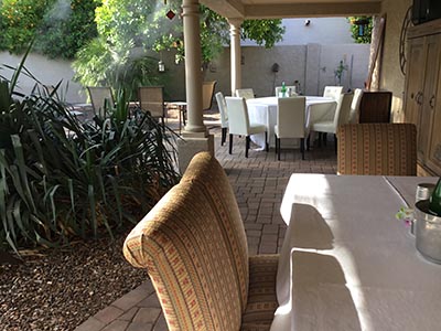 tables in back yard