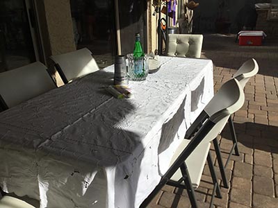 tables in back yard