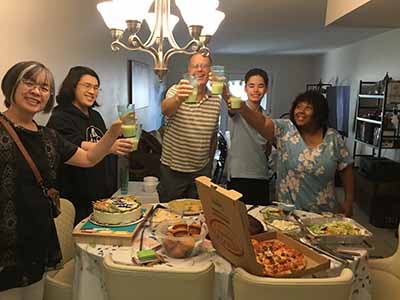 guests with non-alcoholic pina coladas
