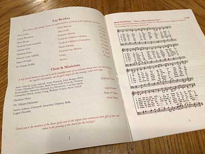 printed program, open to first page