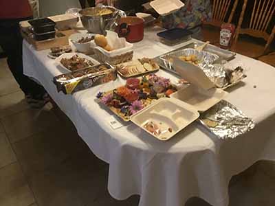 table with food after dinner