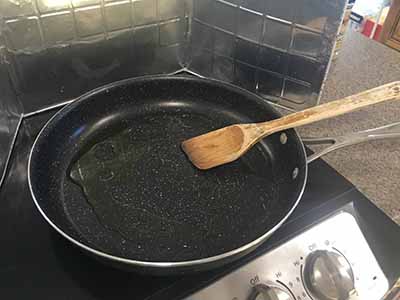 empty skillet ready to make sausage and biscuits