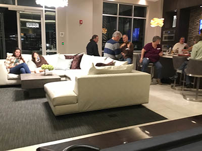 people at potluck dinner