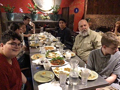 people at Thai food feast at Yupha's Thai Kitchen restaurant