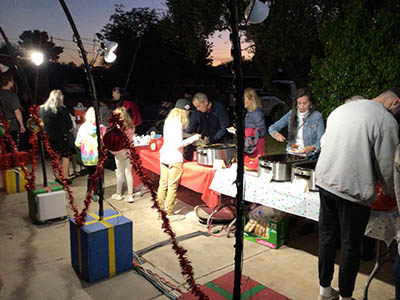 food line at neighborhood event