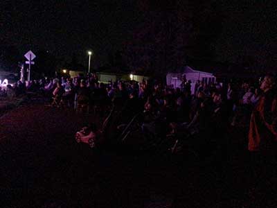 crowd at Christmas lights show
