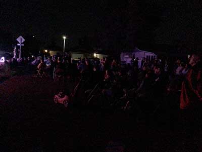 crowd at Christmas lights show