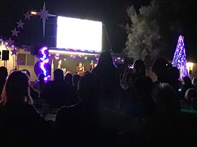 crowd at Christmas lights show