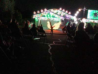 crowd at Christmas lights show