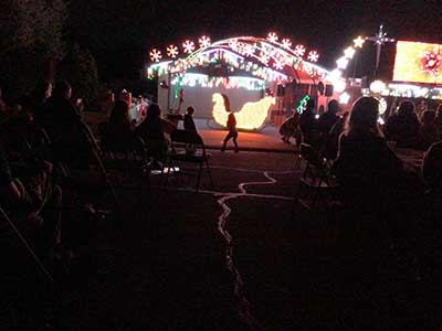 crowd at Christmas lights show