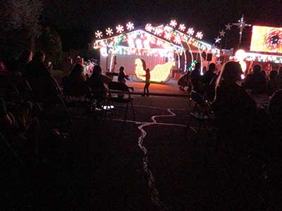crowd at Christmas lights show