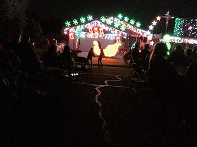 crowd at Christmas lights show