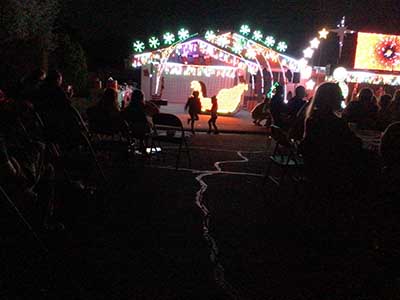 crowd at Christmas lights show