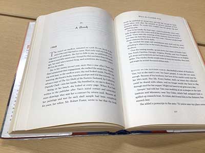 book club selection: Where the Crawdads Sing, open to a page