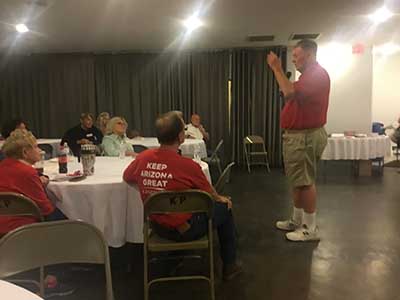 candidate Bill Loughrige speaking to neighbors