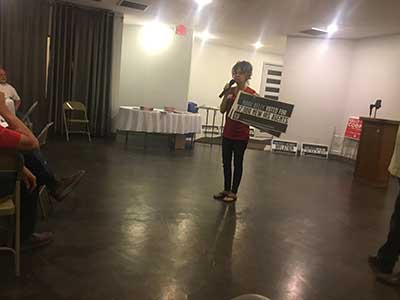 precinct committeewoman Tracy speaking to neighbors