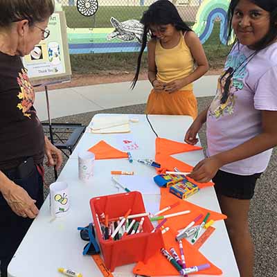 art project table and kids