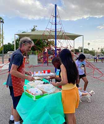 children and art project table