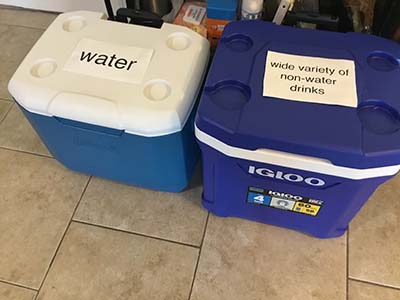 drinks in coolers