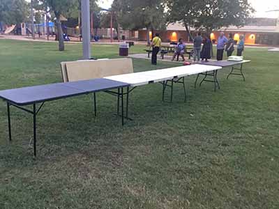 people and tables