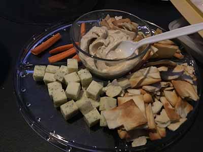 cheese and pita bread and humus