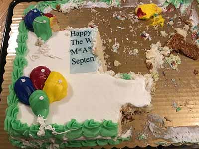 cake after many servings have been cut from it