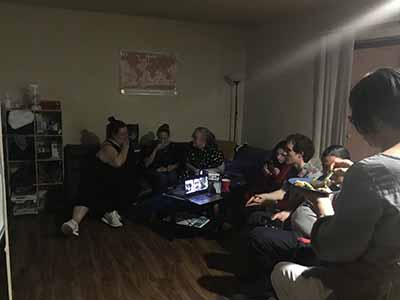 people watching film