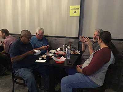 Men at Foreva Wings Guys Night Out event