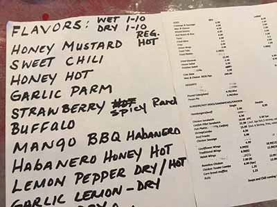 Foreva Wings restaurant: chicken wings / buffalo wings menu