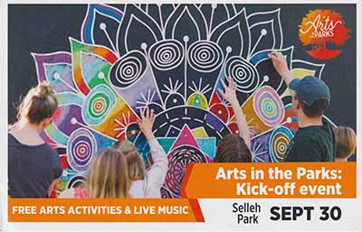 postcard invitation to Arts in the Parks event