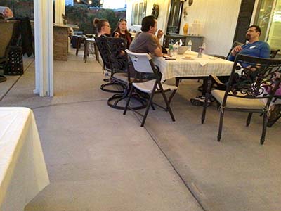 people at potluck dinner