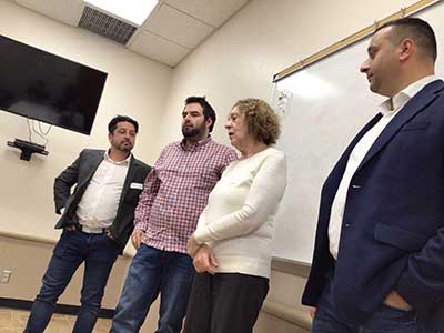 Hungarian parliamentarians addressing group