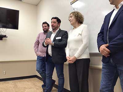 Hungarian parliamentarians addressing group