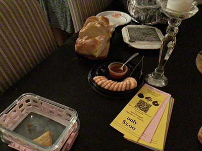 food on table and fliers for Girl Scout cookies