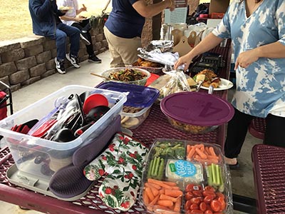 food serving table