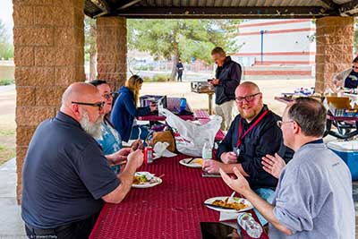 people at potluck lunch