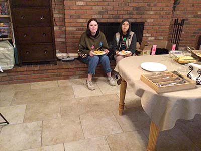 Girl Scouts eating dinner