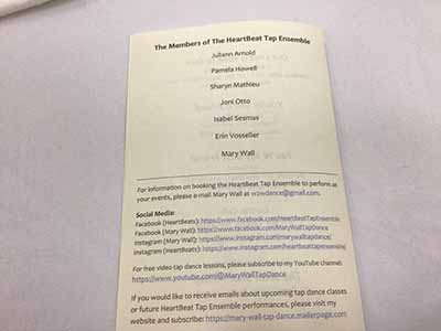 printed program for tap dance program