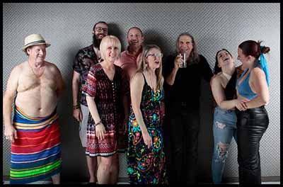 portrait photo of neighbors at pool party