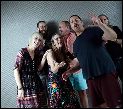 medium resolutionportrait photo of neighbors at pool party