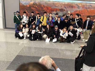 ESL students from Japan arriving in Arizona at airport