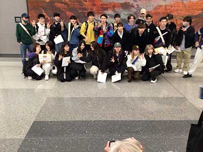 ESL students from Japan arriving in Arizona at airport