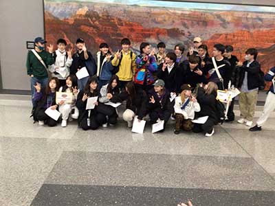 ESL students from Japan arriving in Arizona at airport