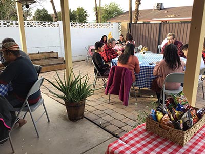 Thanksgiving Day neighborhood potluck dinner