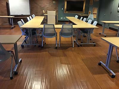 empty room before book club meeting