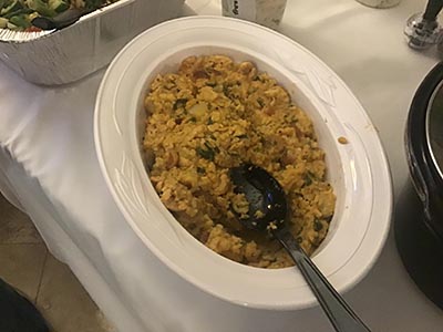 neighbors and food at Meow Mixer potluck lunch