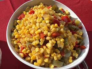 neighbors gather at for Thanksgiving Day potluck dinner
